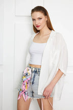 Blue Eye Patterned Scarf - Colorful Patterned Women's Scarf