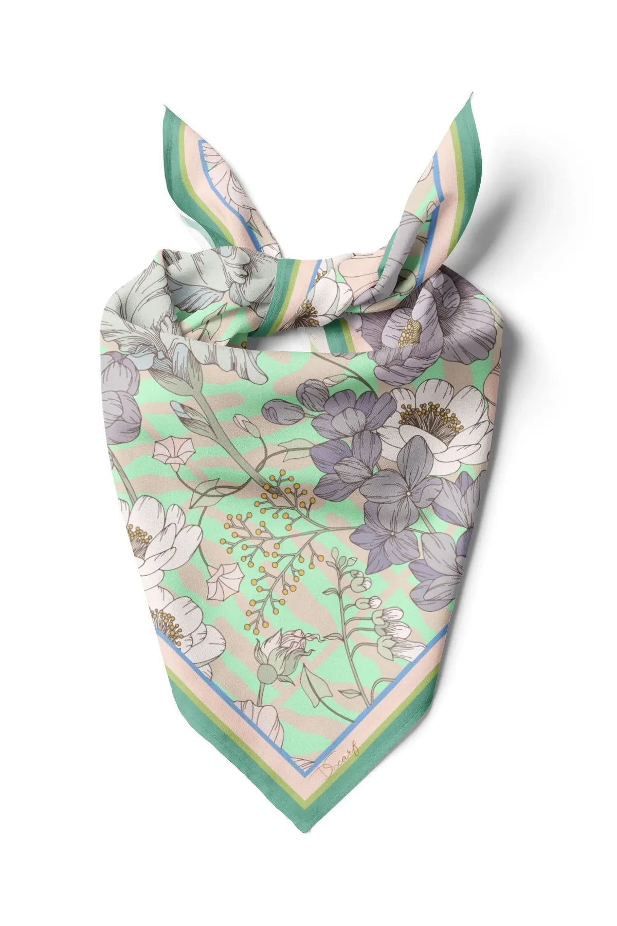 Floral Patterned Scarf - Colorful Patterned Women's Scarf