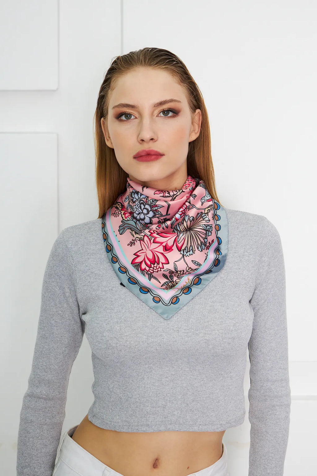 Floral Patterned Scarf - Colorful Patterned Women's Scarf
