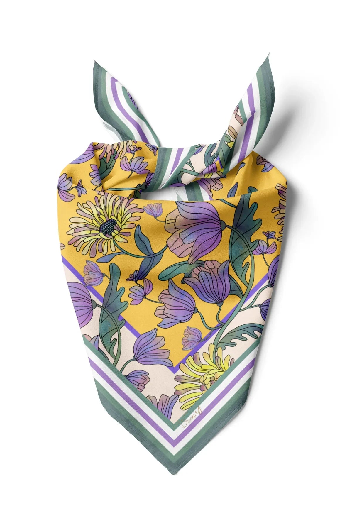 Floral Patterned Scarf - Colorful Patterned Women's Scarf