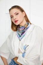 Floral Patterned Scarf - Colorful Patterned Women's Scarf